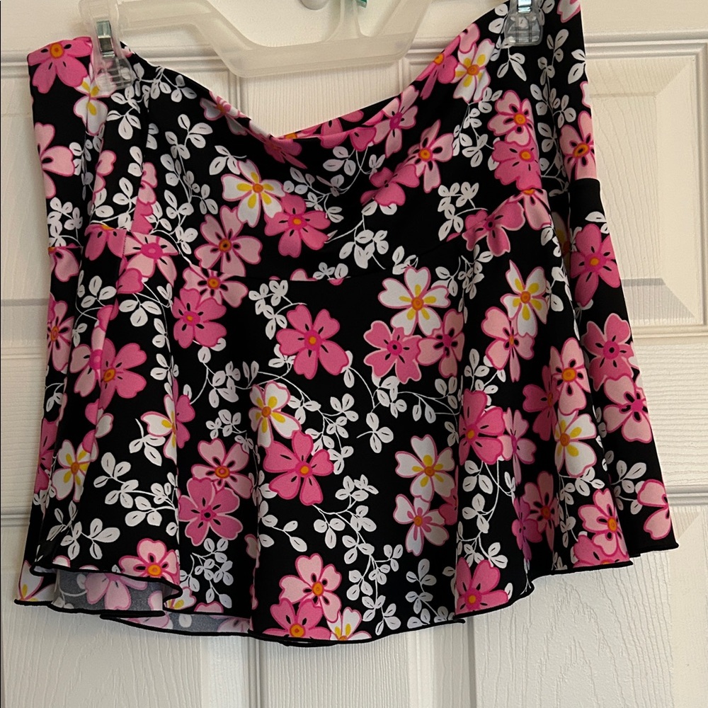Victoria's Secret Black Floral Skirt with Pink & White Blossoms